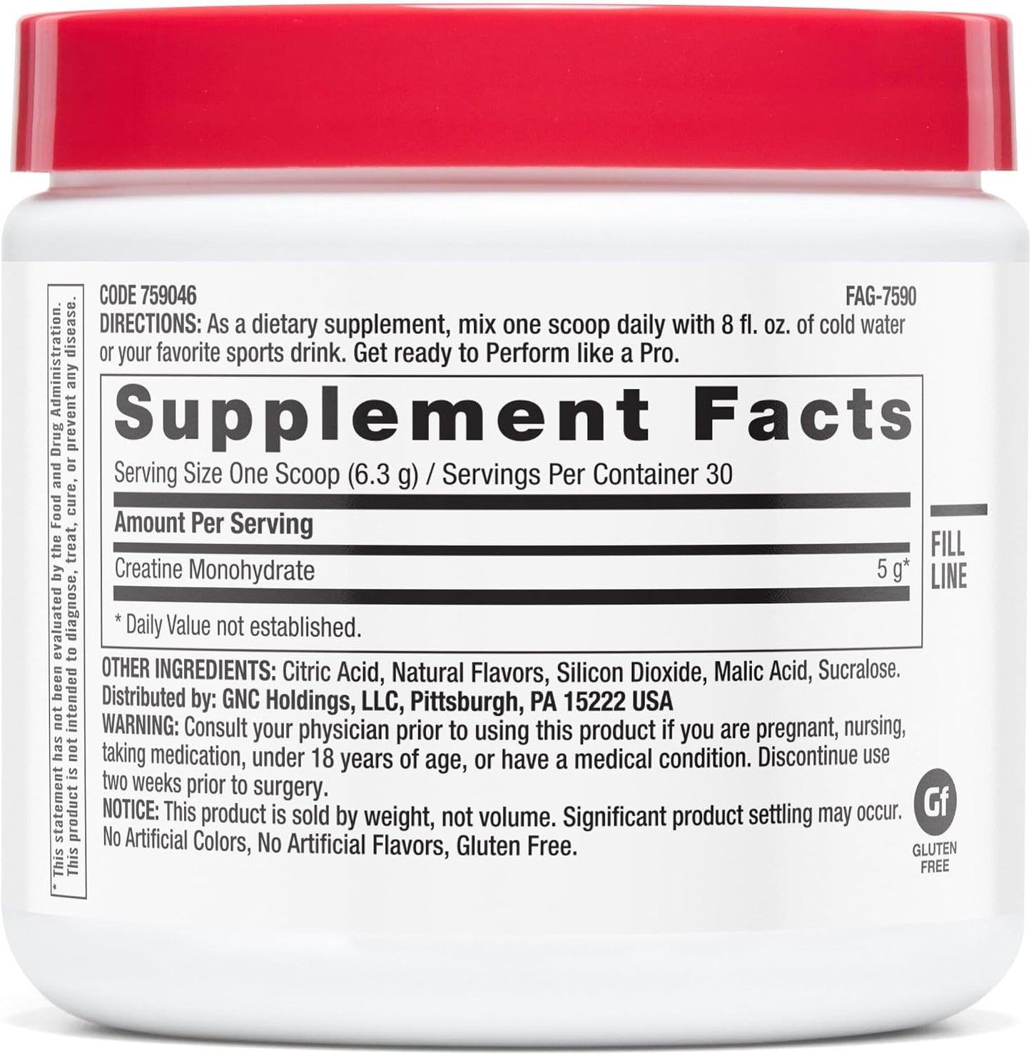 GNC Pro Performance Micronized Creatine Monohydrate - Daily Workout Supplement for Elite Athletes - Micronized Creatine Powder Drink Mix - Sports Nutrition - Tropical Punch - 30 Servings