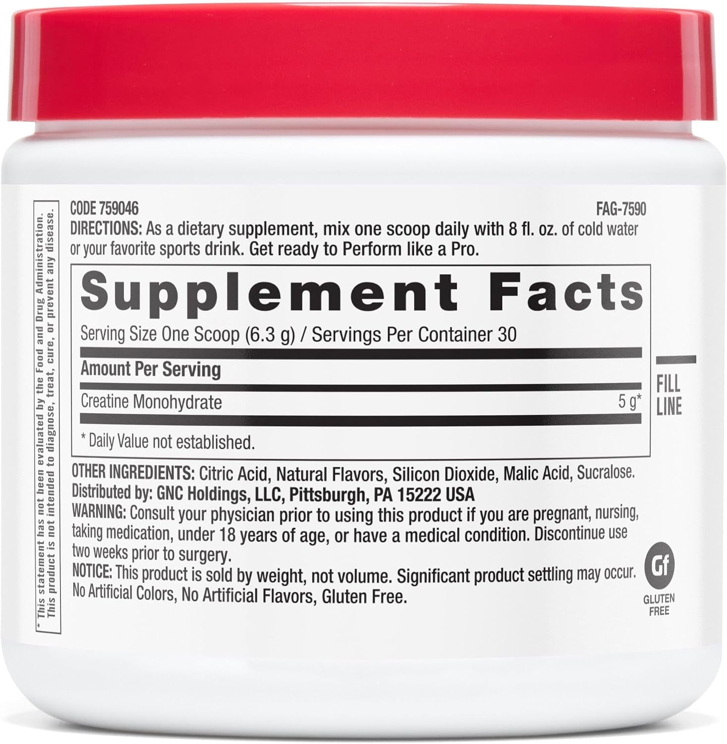 GNC Pro Performance Micronized Creatine Monohydrate - Daily Workout Supplement for Elite Athletes - Micronized Creatine Powder Drink Mix - Sports Nutrition - Tropical Punch - 30 Servings