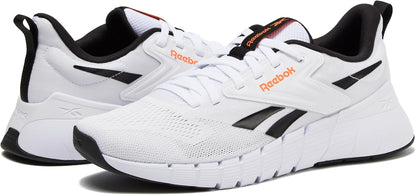 Reebok Nano Gym 1.0 men's athletic workout shoes with black and gray design, featuring supportive soles and breathable material.