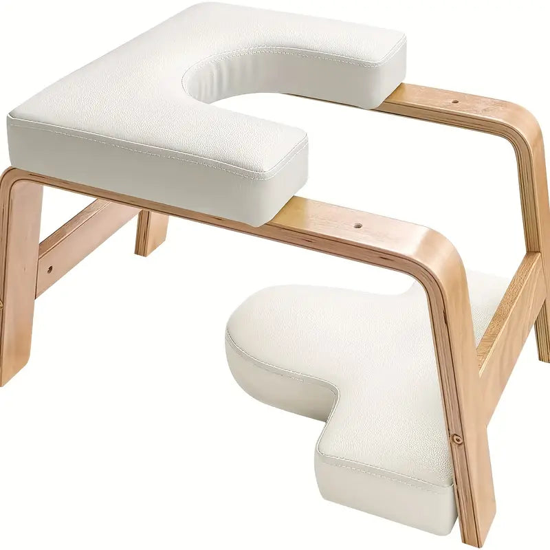 Premium padded yoga chair stand for headstands, featuring a comfortable design and wooden frame.
