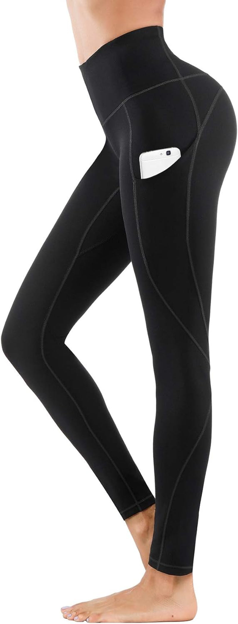 Lingswallow high waist yoga pants with pockets, tummy control, 4-way stretch for workout, running, and yoga, shown on model