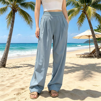 Women’S High Waisted Wide Leg Lounge Pants with Pockets – Lightweight Stretch Casual Yoga Workout Travel Pants