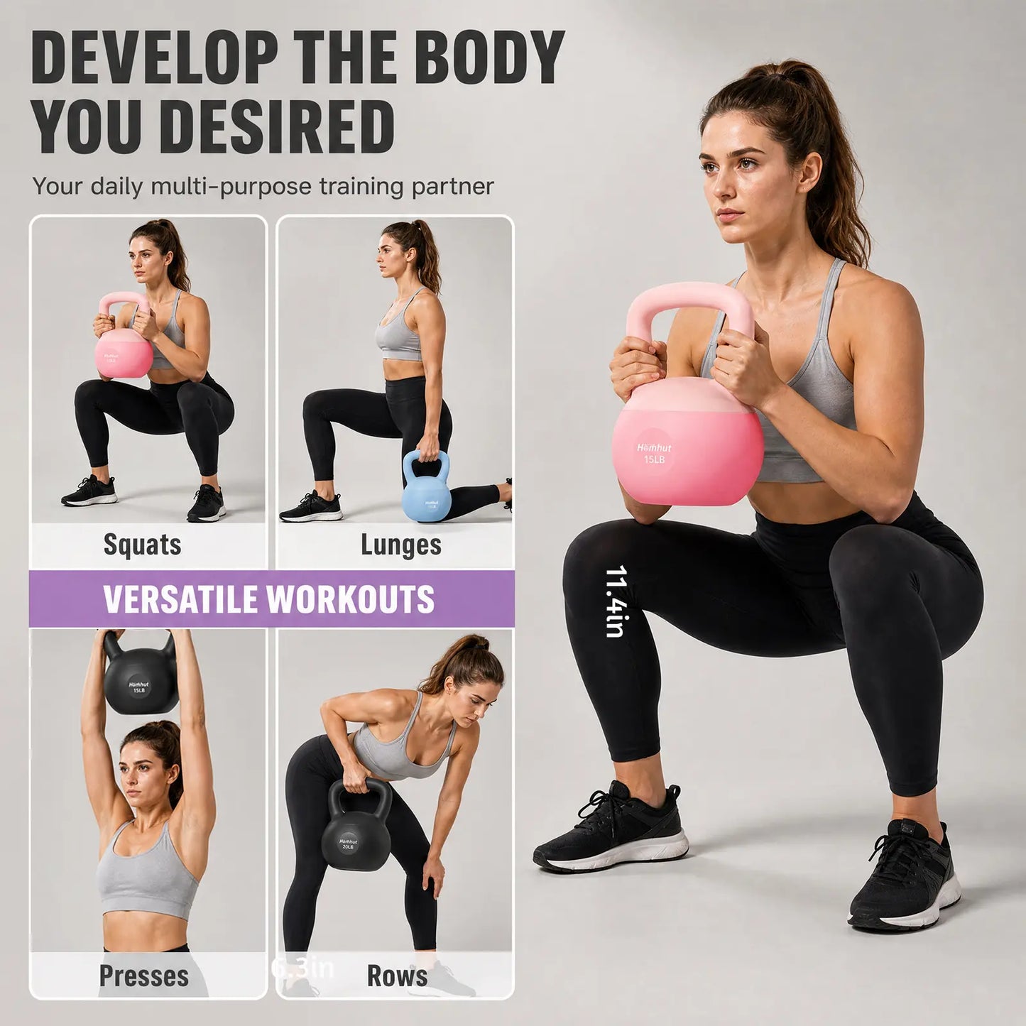 Soft Kettlebell with Handle - Home Gym Weight Training Equipment for Strength Conditioning, Core Training