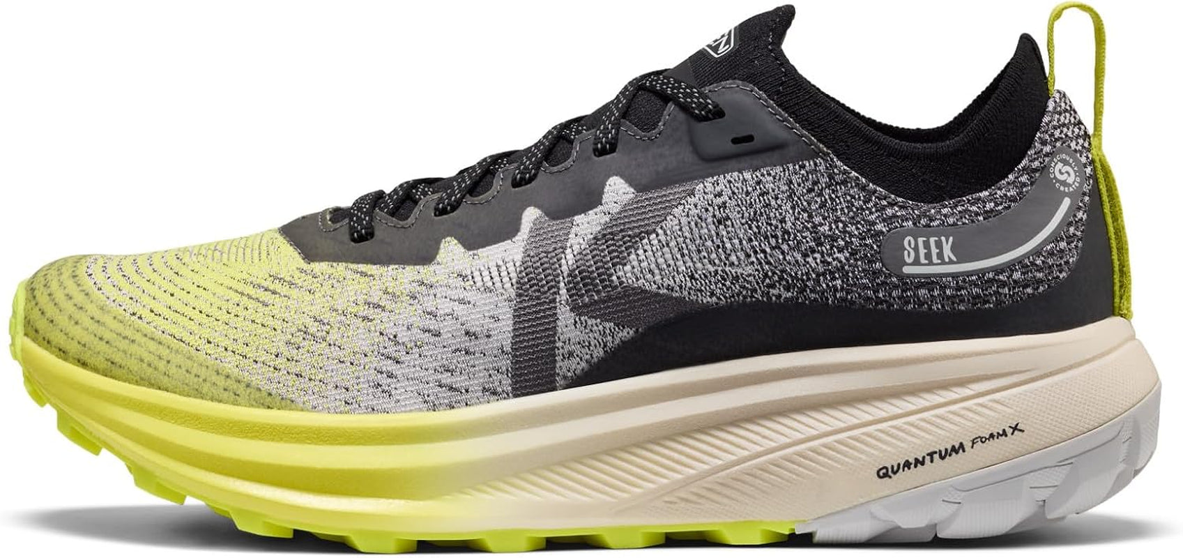 KEEN Seek Trail Running Shoes in gray and black with rugged soles, designed for outdoor trail running and adventure.