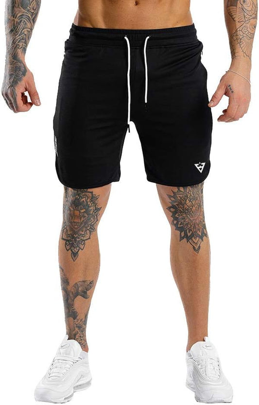 Wangdo men's 7-inch running shorts with zipper pocket, lightweight athletic shorts for gym and outdoor running activities