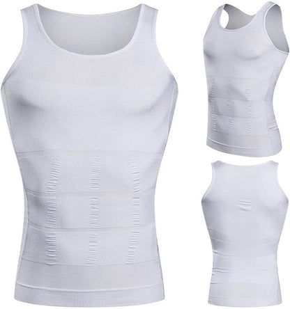GJKJ men's slimming body shaper tank top, sleeveless compression gym workout shirt, fitted under shirts, 1-2 pack, black and gray