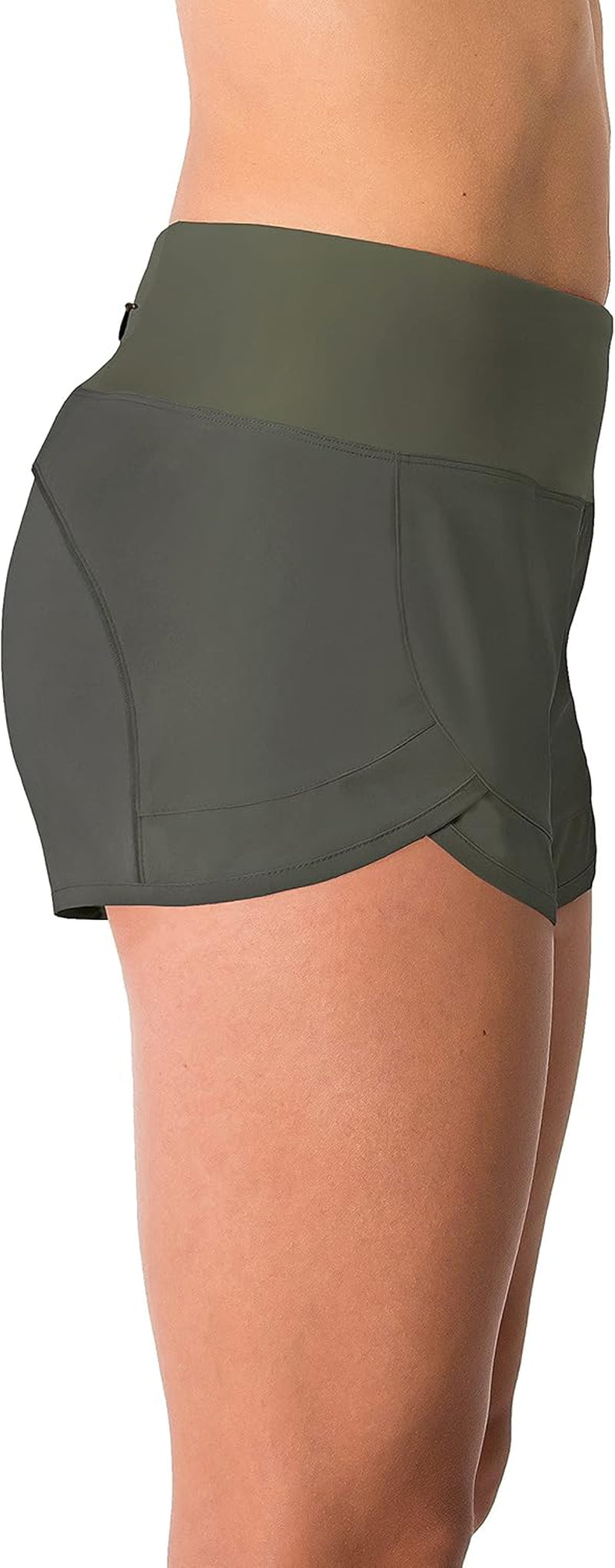 Tough Mode women's 3-inch lightweight running and volleyball shorts with mesh liner, zip pocket, ideal for workout and active sports.
