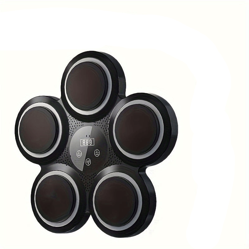 Wall-mounted electronic boxing training pad with dynamic rhythms in black for effective workouts.