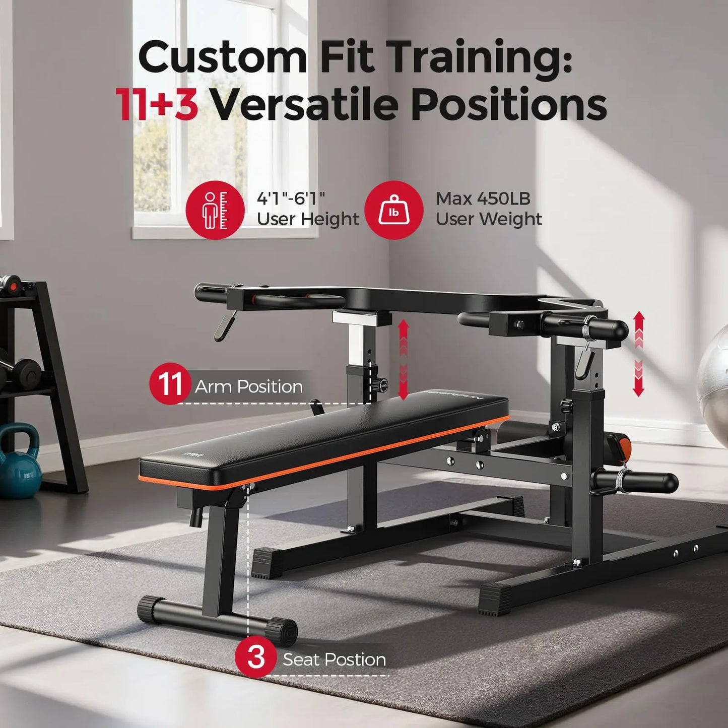 FED FITNESS SO2 Chest Press Machine, Heavy-Duty Bench Press Machine with 4-Level Adjustable Independent Converging Arms, Unique Adjust Bench Design, Chest Press Bench for Strength Training Equipment