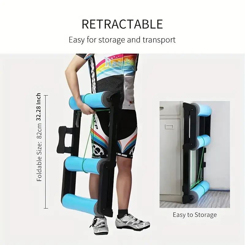 Quiet Indoor Cycling Trainer Rollers - Adjustable Resistance(Blue) product image 4