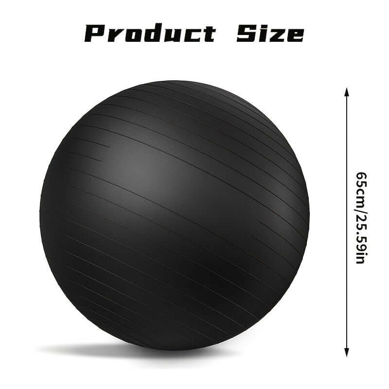 Heavy-Duty Explosion-Proof Yoga Ball With Air Plug And Pump(Black)