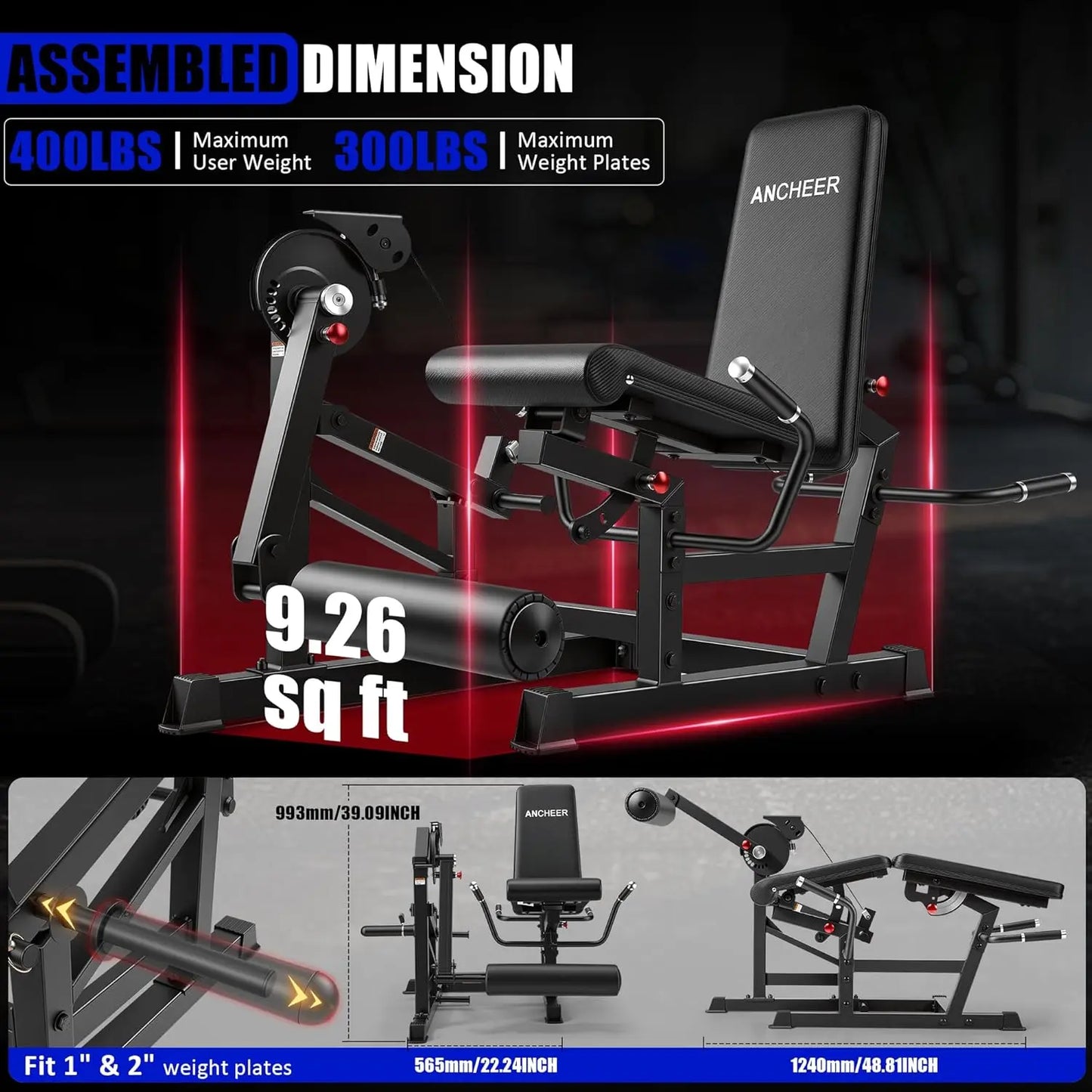 ANCHEER Leg Extension Machine - 400LBS Heavy-Duty 11-Position Adjustable Leg Curl Trainer, Multifunctional Workout Station, Quad Hamstring Glute Equipment with Lumbar Support, Compact Home Gym for Small Spaces,Outdoorfun,Summerwins,Father'Sdaygifts