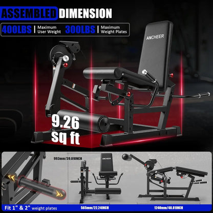 ANCHEER Leg Extension Machine - 400LBS Heavy-Duty 11-Position Adjustable Leg Curl Trainer, Multifunctional Workout Station, Quad Hamstring Glute Equipment with Lumbar Support, Compact Home Gym for Small Spaces,Outdoorfun,Summerwins,Father'Sdaygifts