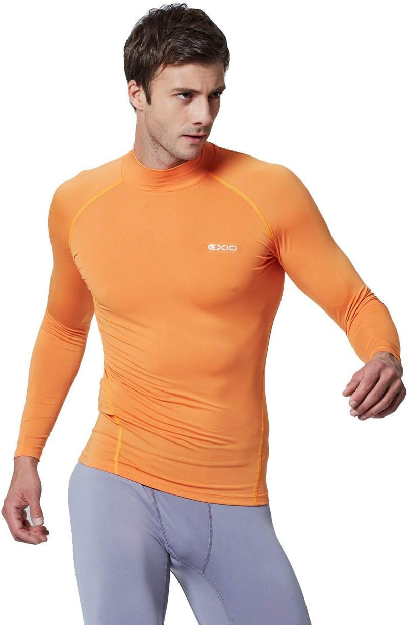Men's EXIO mock compression base layer top, cool dry long-sleeve shirt with moisture-wicking fabric for active wear