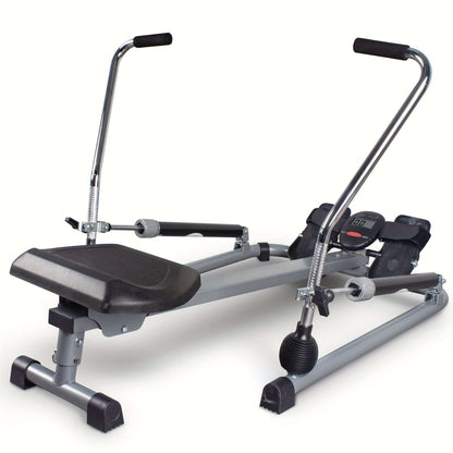 Foldable Rowing Machine with LCD Monitor - Fitness Trainer(Grey)-0