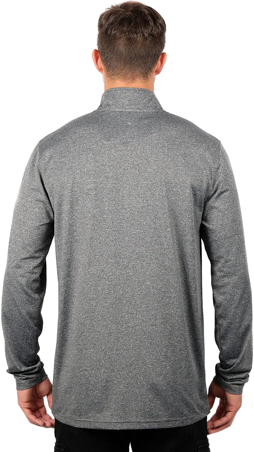Ultra Game men's NBA quarter zip long sleeve T-shirt, super soft fabric, sports-inspired design, in navy with NBA logo.
