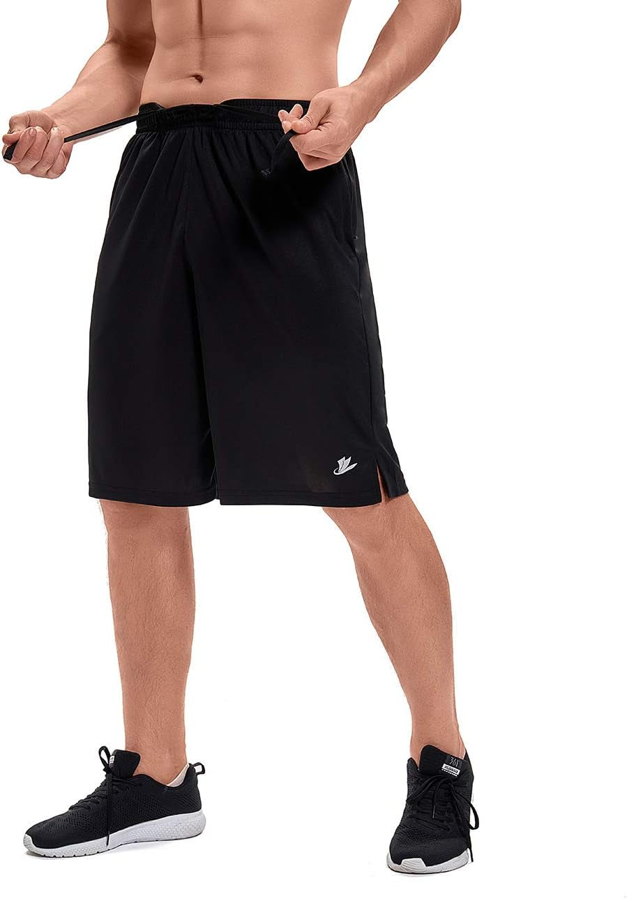 DEVOROPA men's athletic basketball shorts with loose fit, performance fabric, zipper pockets, ideal for sports and workouts
