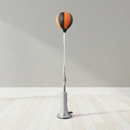 Adjustable 55-66 inch boxing reflex ball with suction cup base, steel spring, and hand-eye coordination training equipment.