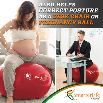 Smarterlife exercise yoga ball for fitness, balance, and stability, with anti-slip surface, suitable for core workouts and physical therapy.