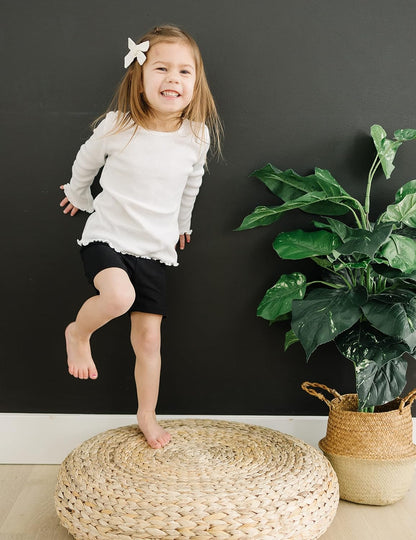 MY WAY toddlers and girls bike shorts in cotton and spandex, 3-pack, designed for under dresses, dance, and cartwheels, sizes 2T-16.