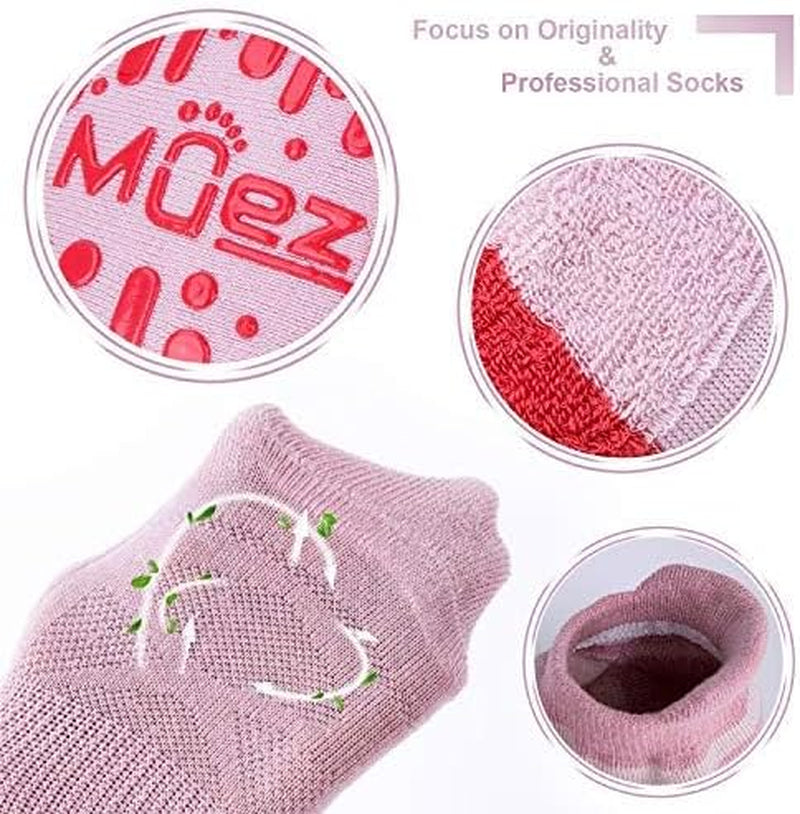 Muezna women's non-slip yoga socks with grip soles, suitable for Pilates, barre, and hospital use, size 5-10.