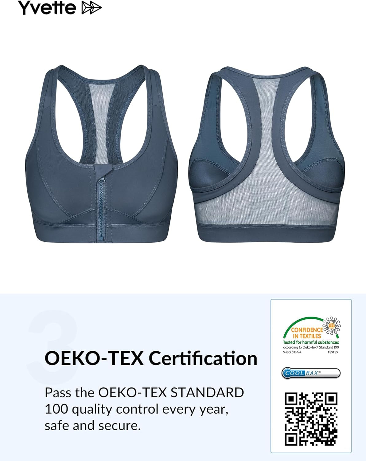 Yvette high impact zip front sports bra for women, plus size workout and running fitness, black with supportive design