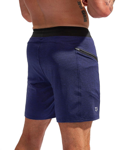 G Gradual men's 7-inch athletic gym shorts with quick-dry fabric and zipper pockets, ideal for running and workout activities.