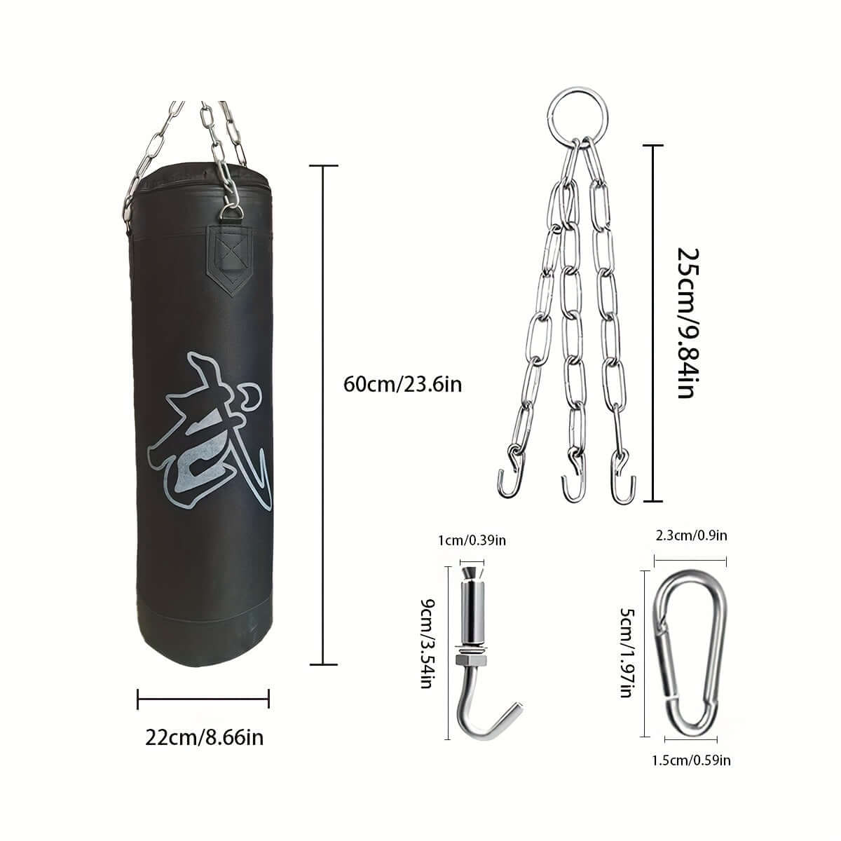 1 Set 60Cm Heavy-Duty Hanging Boxing Sandbag(Black) product image 2