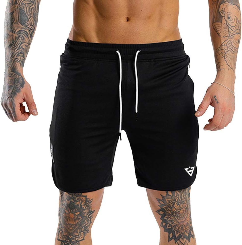 Wangdo men's 7-inch running shorts with zipper pocket, designed for gym and athletic activities, featuring lightweight fabric and comfortable fit.