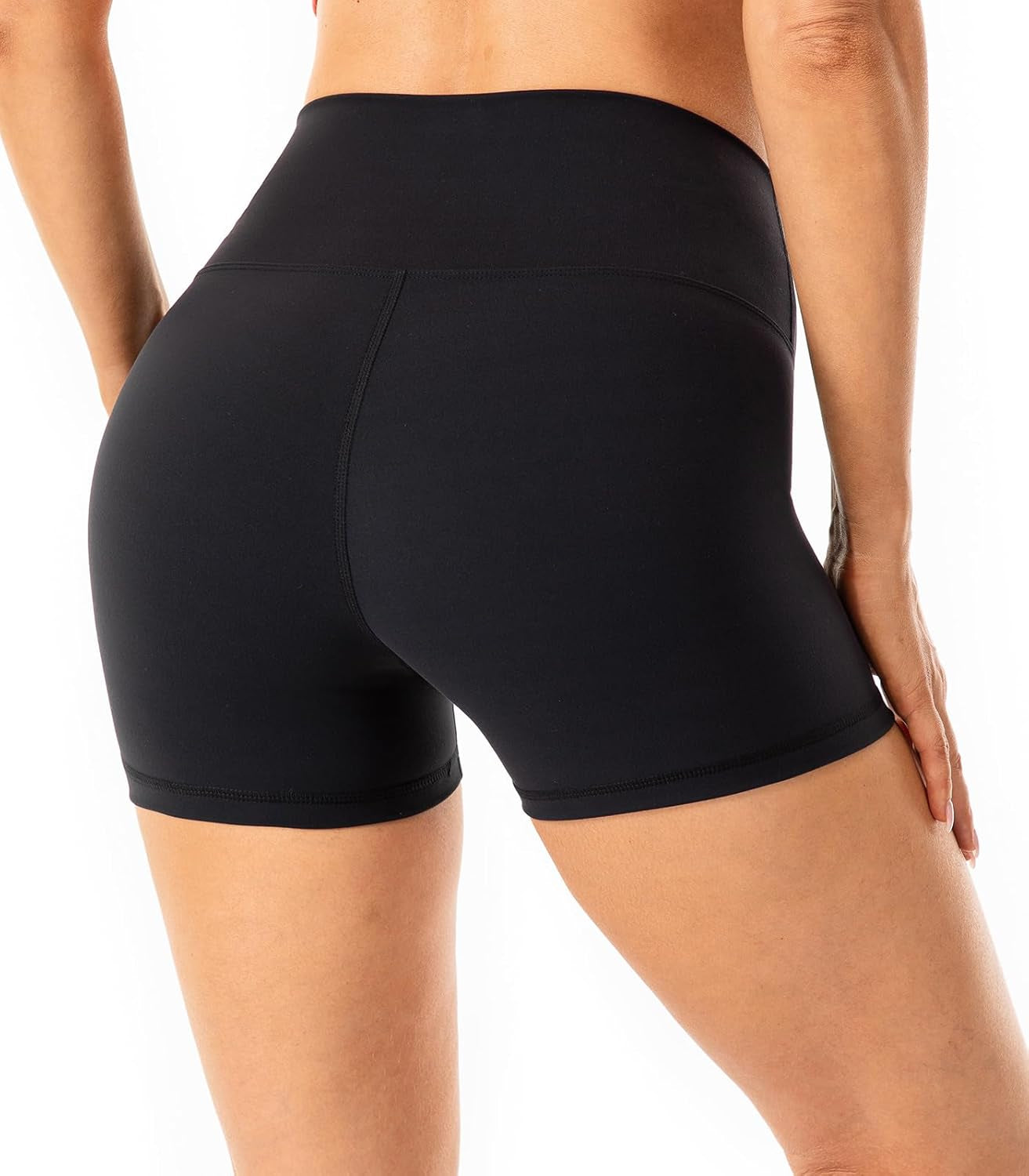Lavento women's high-waisted biker shorts in 3", 5", or 7" length, soft fabric ideal for gym, running, and yoga workouts.