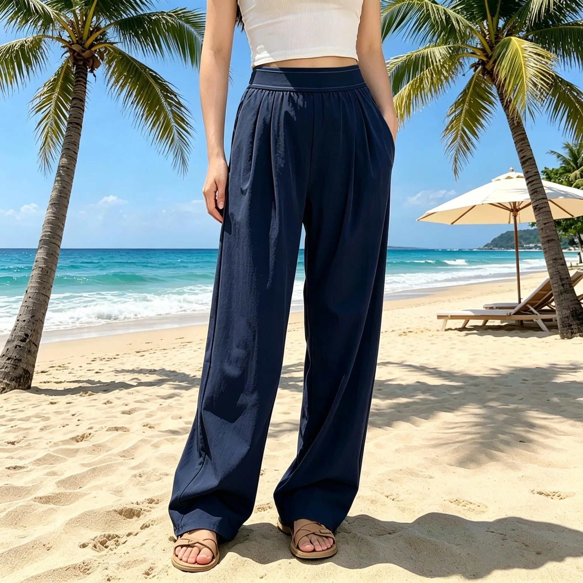 Women’S High Waisted Wide Leg Lounge Pants with Pockets – Lightweight Stretch Casual Yoga Workout Travel Pants