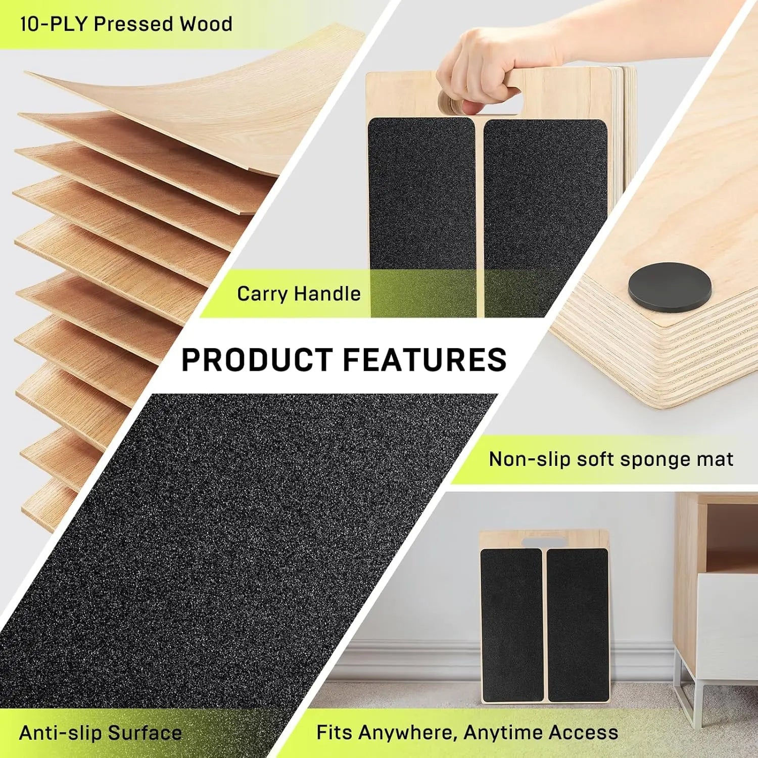 Adjustable wooden slant board for calf stretching and leg exercises, with a sturdy design and portable incline for physical therapy.
