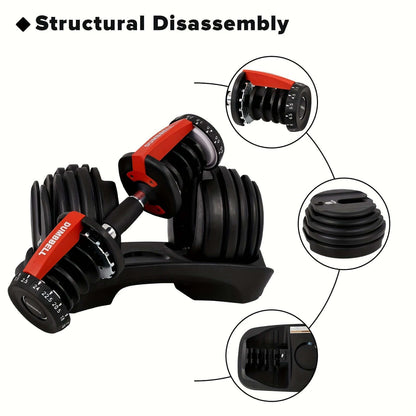 Adjustable Dumbbell 24KG with Anti-Slip Metal Handle(Black)-4