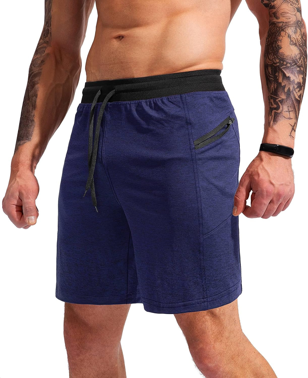 G Gradual men's 7-inch athletic gym shorts with quick-dry fabric and zipper pockets, ideal for running and workouts.