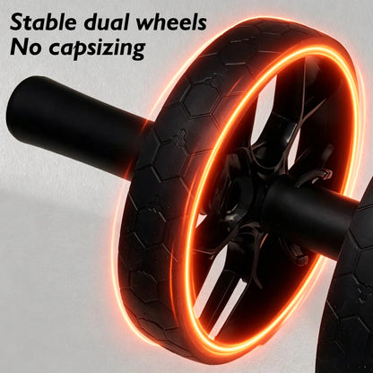 Fitness Essentials Soulyis elastic ab wheel with double wheels, resistance band, ergonomic handles, and elbow support for full-body home training.