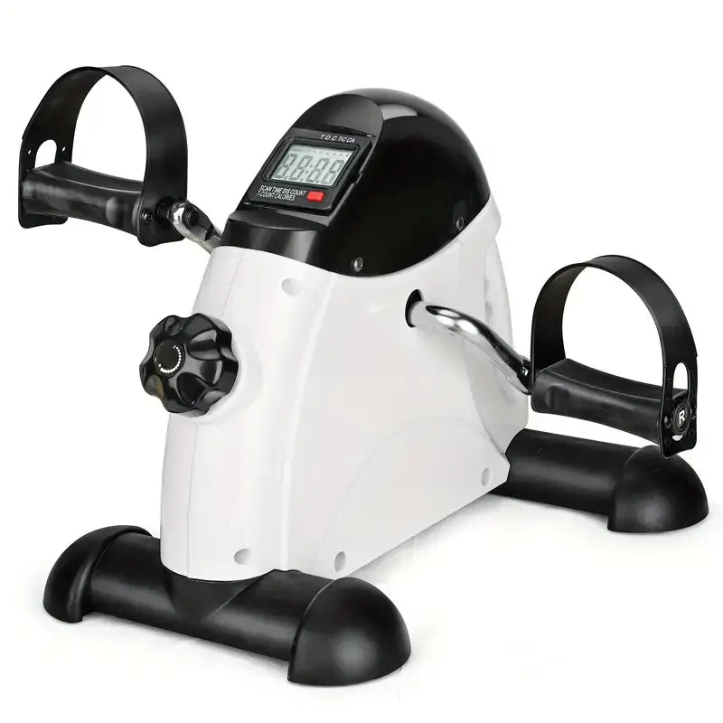 Mini pedal exercise machine for home fitness with digital display and adjustable resistance.