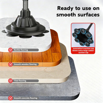 Height adjustable reflex punching bag suitable for smooth surfaces like marble, wood, tile, and concrete flooring.