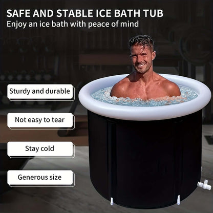 1Pc Freestanding Ice Bath Tub For Fitness Recovery(Black)-2
