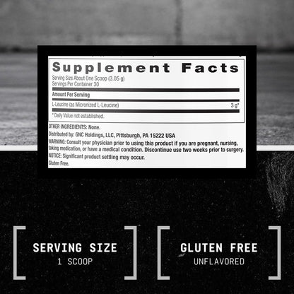 BEYOND RAW Chemistry Labs L-Leucine Powder, Fuels Muscles, 30 Servings