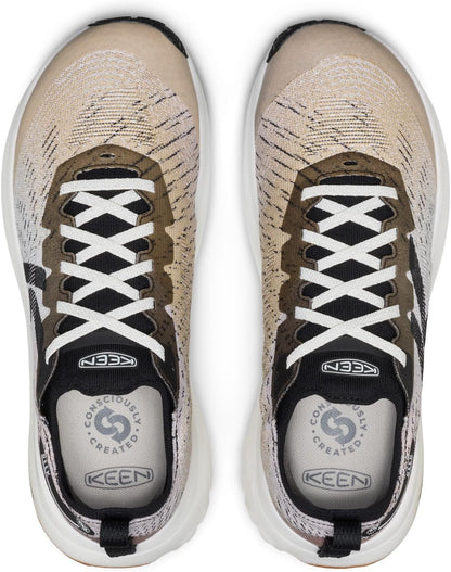 KEEN Seek trail running shoes in gray and black with rugged outsole and breathable mesh upper for outdoor running adventures.