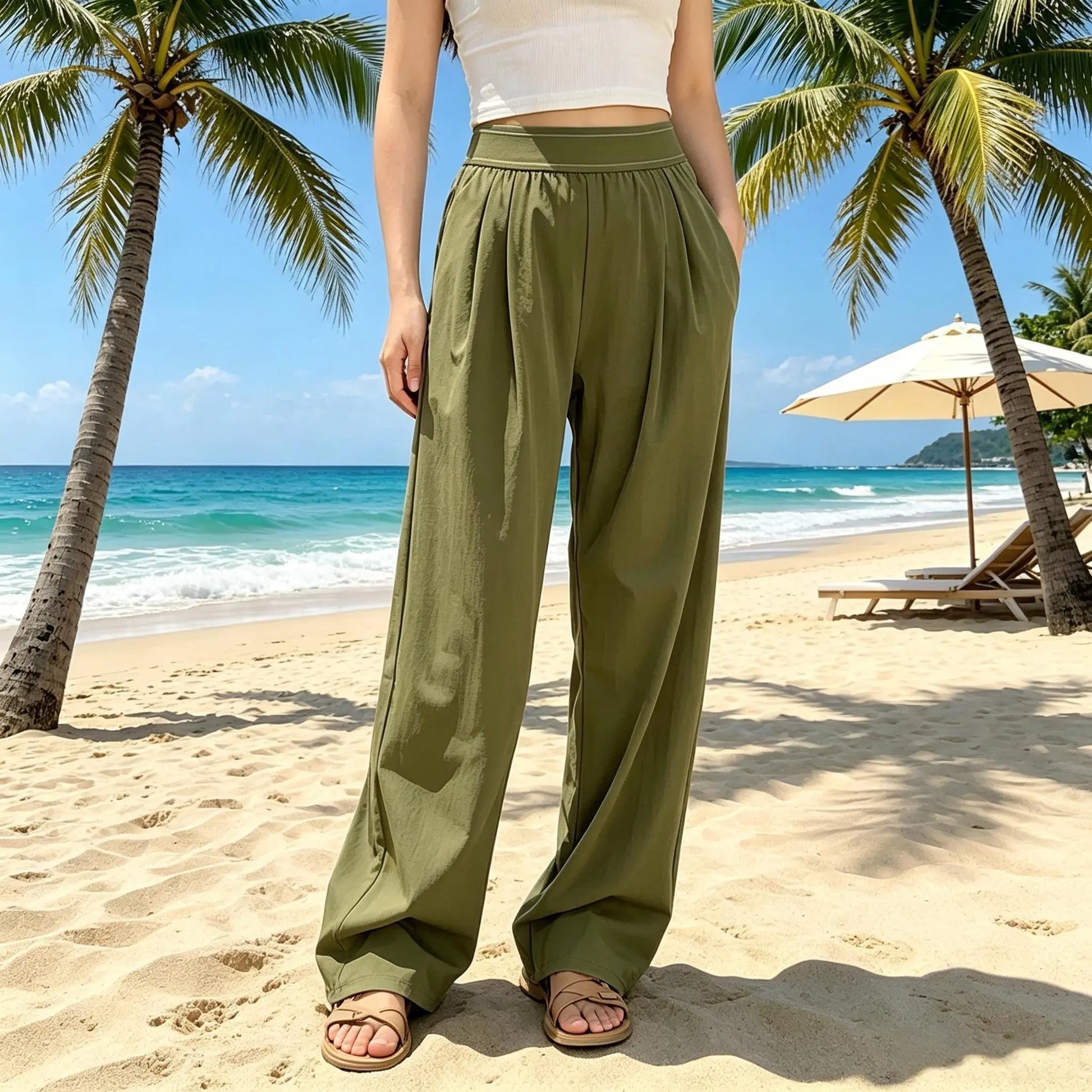 Women’S High Waisted Wide Leg Lounge Pants with Pockets – Lightweight Stretch Casual Yoga Workout Travel Pants