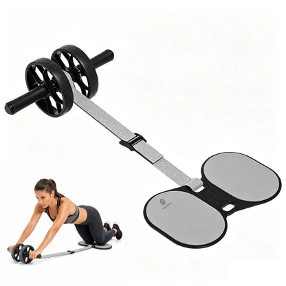 Fitness Essentials Soulyis elastic rope ab wheel with double wheels, resistance band, ergonomic handles, and non-slip surface for full-body training