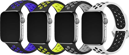 CMG 4-pack multicolor sport watch bands for 38mm to 44mm Apple Watch Series 6, 5, 4, 3, 2, 1, suitable for women and men