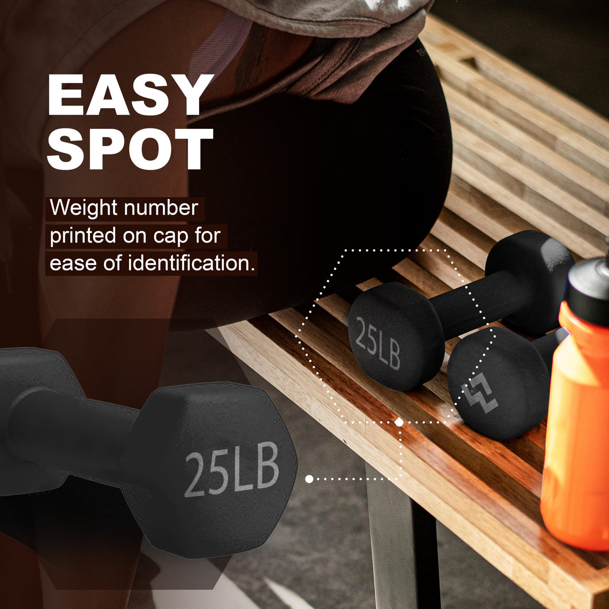 Wecare Fitness 25Lb Neoprene Dumbbell Pair - Sleek Black for Ultimate Strength Training