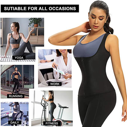 Elevate Your Workout: Women's Sauna Shaper Vest - Slimming Thermo Sweat Tank Top & Waist Trainer Corset with Zipper
