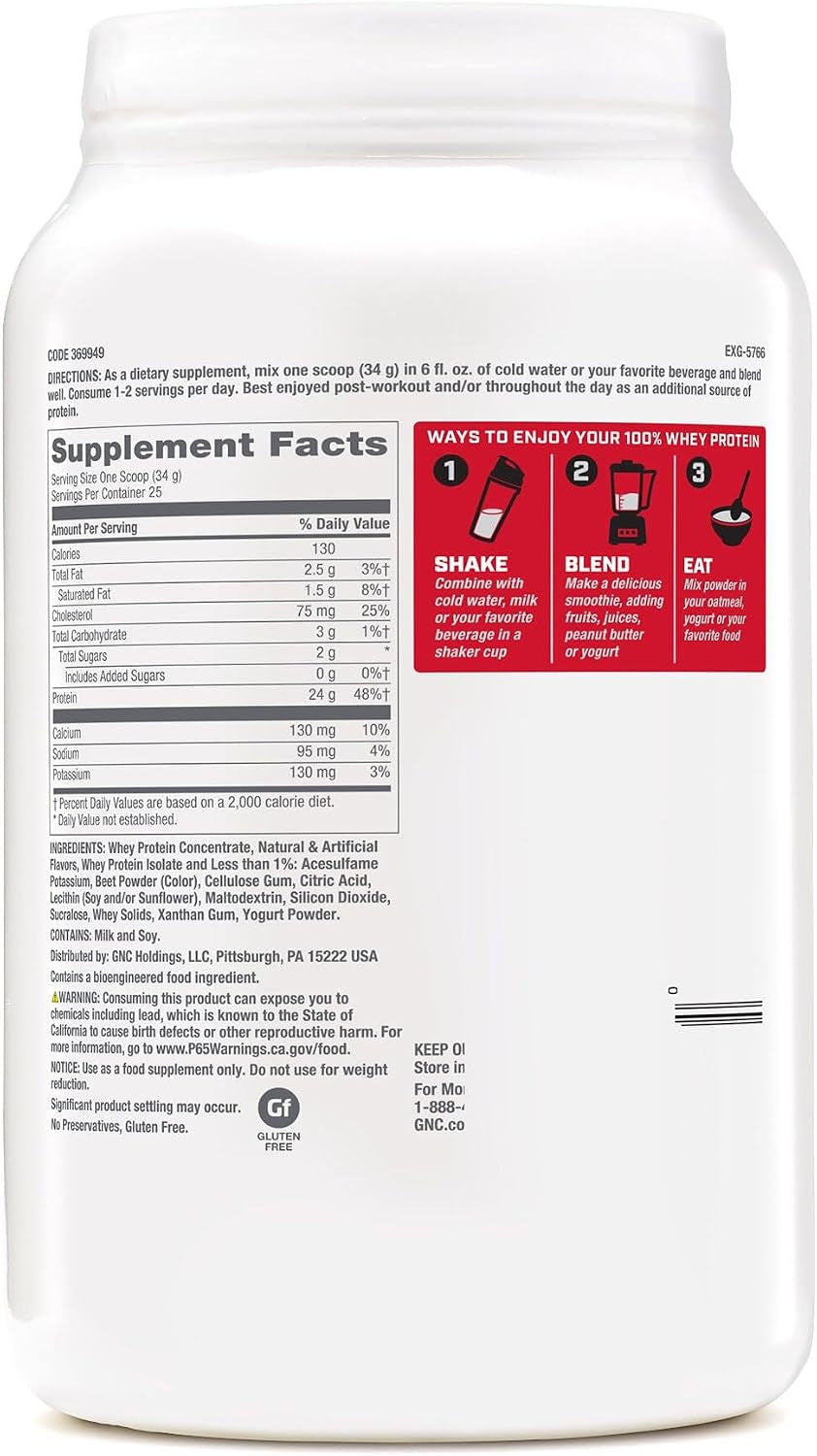 GNC Pro Performance 100% Whey - Creamy Strawberry (25 Servings)