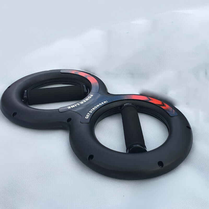 8-Shaped Arm Strength Trainer for effective wrist and forearm workouts in black color.