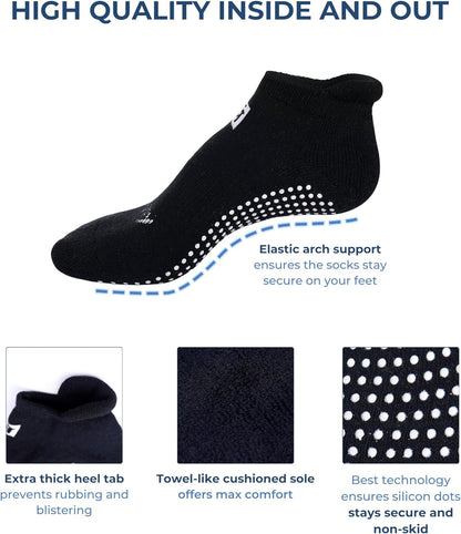 Non-slip yoga and maternity socks with grip soles by Live Happy Be Healthy, suitable for barre, Pilates, and hospital use.