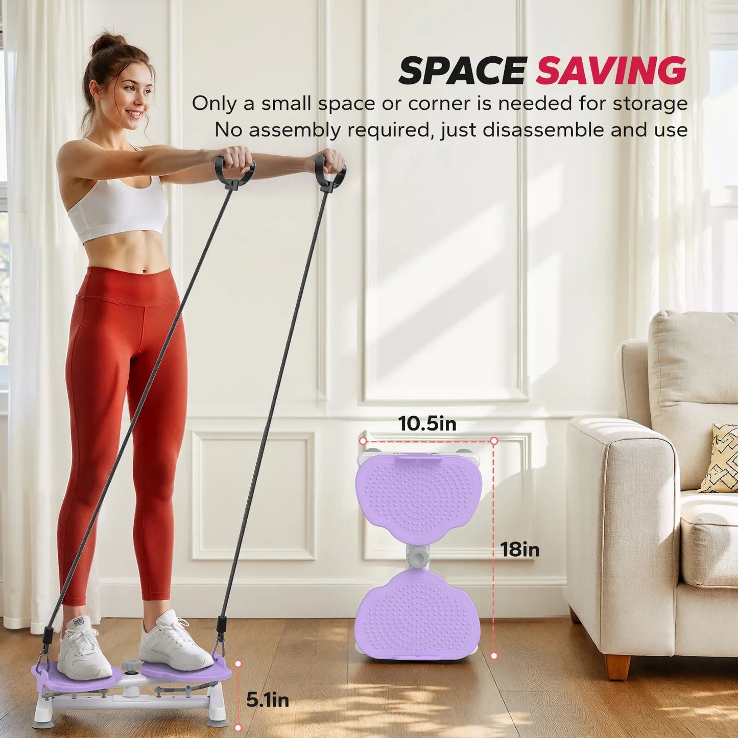 Fitness Essentials Merach Waist Twister Machine with resistance bands, abdominal shaper and core workout equipment for women.
