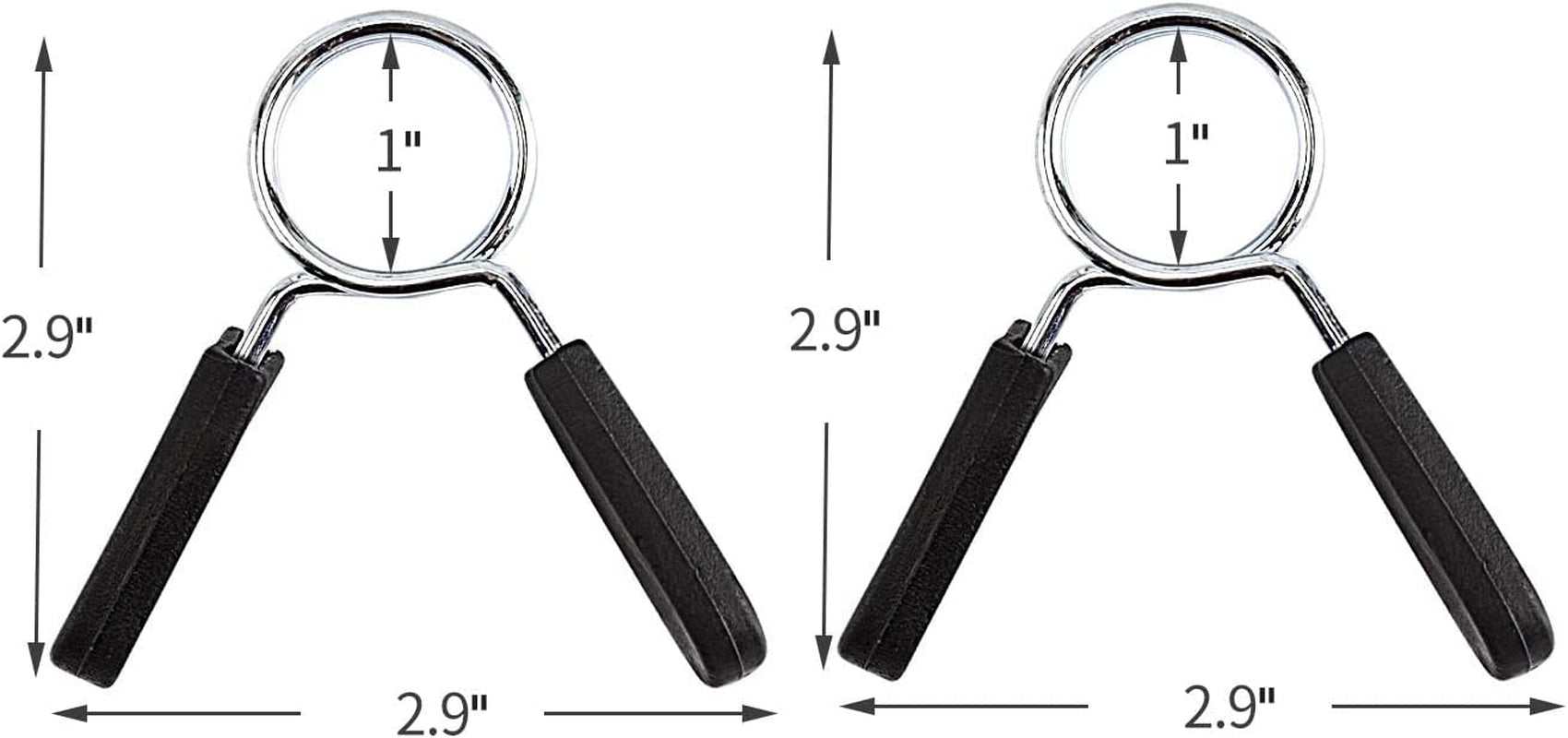 EastyGold 1-inch barbell clamps and spring clips securing weight plates on a standard weightlifting bar for strength training.